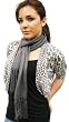 Handmade Lightweight Fashion Scarf - Fine Charcoal (Hand-crocheted Border)