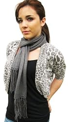 Handmade Lightweight Fashion Scarf - Fine Charcoal (Hand-crocheted Border)