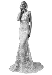 Cap Sleeves Mermaid Lace  Jeweled Applique  Dress with a Chapel Train  With a Sash  and Pearls