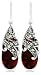 Sterling Silver Marcasite & Garnet-Colored Glass Teardrop Earrings