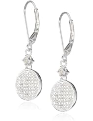 Sterling Silver White Diamond Round Shape Leverback Earrings (0.05 cttw, H-I Color, I2 Clarity)