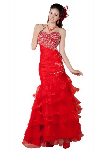 ... Fashion Mermaid Beaded Organza Evening Dress Size 2 Red : Feature ... Fashion Mermaid Beaded Organza Evening Dress Size 2 Red : Feature