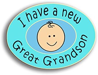 Baby Announcement Pin - Expectant Great Grandma Grandpa - Great Grandparents (Blue Great-Grandson)