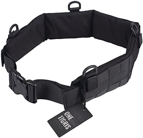 OneTigris 1000D Nylon Patrol Belt and Pad Tactical Molle Soft Battle Belt and Pad for Armor Chassis (Black, L/37"-43"(95-110cm))