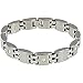 Stainless Steel Bracelet with matte and shiny polish with two black diamonds - Length: 8.5/Width: 9mm