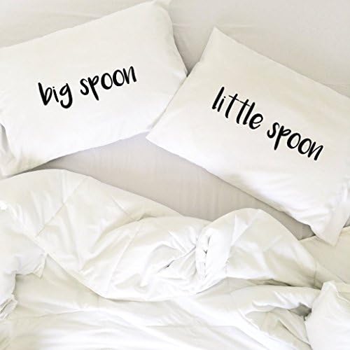 CCouqi Big Spoon Little Spoon Couples Pillowcases For Couples Wedding Gift Anniversary Gift For Her or Him His and Hers Gifts (2 Standard/Queen Pillowcases) by CCouqi