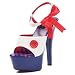 Women's Platform Sandals Fairy Tale Costume Shoe 6 Inch Heel Open Toe Red Button and Ribbon