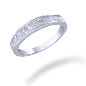 1 CT Princess Cut Diamond Wedding Band 14K White Gold (I1-I2 Clarity) In Size 6 (Available In Sizes 5 - 10)