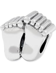 Reflection Beads Silver Foot Prints Family Bead