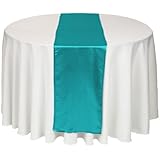 LinenTablecloth 14 x 108-Inch Satin Table Runner Turquoise