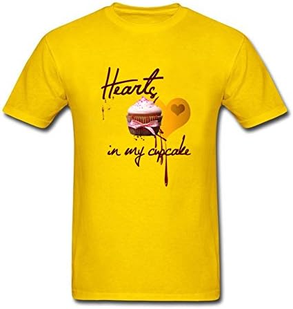 Tee Center Hearts in my Cupcake Tee Shirts Men Short Sleeve Yellow XXL