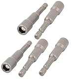 uxcell　六角ナットドライバーソケット　金属　グレイ　5個入り　手工具　六角シャンク　8mm