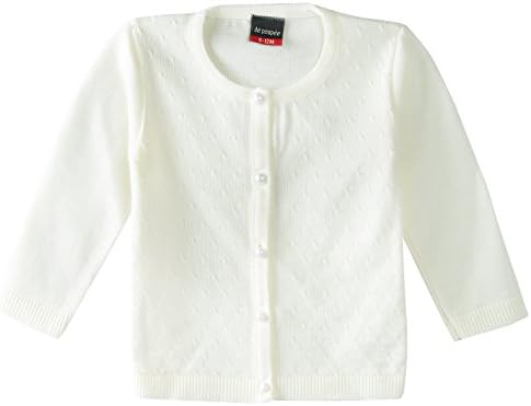 De Poupee Baby Girls' Knit Cardigan Sweater (9-12 Months, Cream)