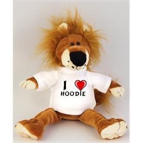 Lion plush toy (Fetzy) with I Love Hoodie t-shirt