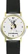 Chihuahua (SC) Dog - WATCHBUDDY&reg; DESIGNER DELUXE TWO-TONE THEME WATCH - Arabic Numbers-EVENING TWILIGHT STYLE - Gray Dial with Black Leather Strap-Women's Size-Small