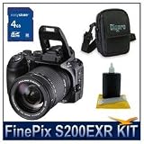 cheap Fujifilm S200EXR FinePix Super Zoom Digital Camera,D-SLR-Like Performance, Super CCD EXR Sensor, 12.0 Megapixels, 14.3x Optical Zoom, Compact Deluxe Gadget Bag, 3pc. Lens Cleaning Kit, 4 GB Memory Card