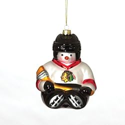 Chicago Blackhawks NHL Glass Snowman Ornament (5.5)"