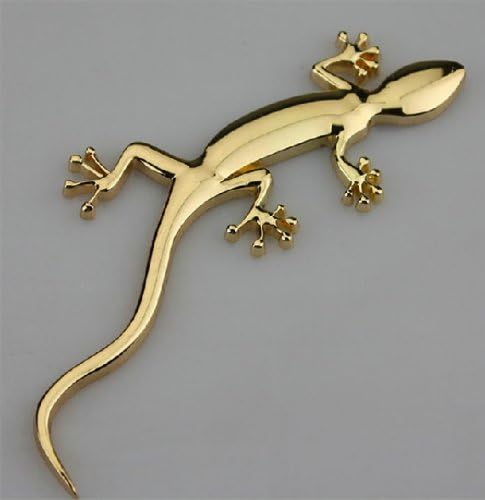 (1) 3D Lizard Metal Style JDM Euro Cool Funny Car Decal or Sticker, Golden