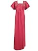 Red Muumuu Cotton Kaftan Floral Embroidered Womens Caftan Long Maxi Dress X Large