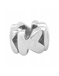 De Buman Sterling Silver Letter K Charm Bead-fits Pandora, Troll & Chamilia European Charm Bracelets