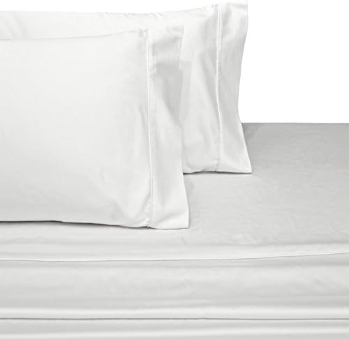 Twin Extra Long Ultra Soft Egyptian Cotton Percale Sheet Sets (White)