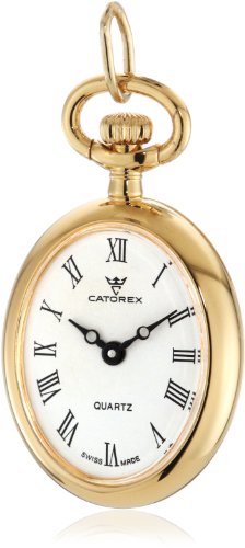 Catorex Womens 570612409110 Les petites 18k Gold Plated Brass Floral Picture Back Pendant Watch