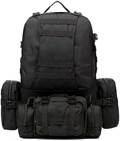 KAMINUO 50L-Sport Outdoor mountaineering large capacity backpack with 3 MOLLE Bags EVA breathable mesh Tactical backpack,Hiking Camping Mountain Climbing (black)