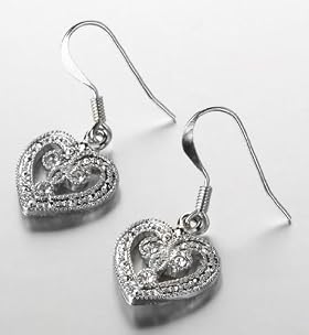 Diamant&eacute; Detail Heart Shape Earrings