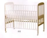 NEW WHITE FINISH BABY CRIB W. LOCKING CASTERS.