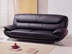 Gorgeous Modern Contemporary Black Leather Sofa