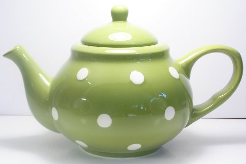 Teapot Large Green Polka Dot Tea Pot - Terramoto Ceramic Teapot Large Green Polka Dot Tea Pot - Terramoto Ceramic