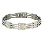 Genuine 18K Gold Square Link Screws Stainless Steel Mens Bracelet