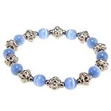EXP Handmade Blue-White Fusion Glass & Silver Tone Bracelet