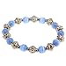 EXP Handmade Blue-White Fusion Glass & Silver Tone Bracelet