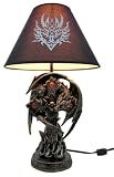Gothic Dragon & Celtic Cross Table Lamp Skull