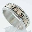 14Kt Gold and Sterling Silver Bear Paw Band Ring by Skeets Size 6, #11414-6