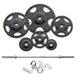 255 Pound Olympic Rubber Grip Weight Plates Plus 42 Pound Bar and Collars