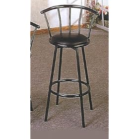 Black Fan Back Swivel Bar Stool Pair 