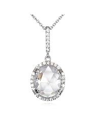 White CZ Special Cut Oval Pendant-18"