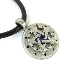 Pentagram Spinner Pewter Pendant on Thick Corded Necklace
