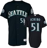 Ichiro Suzuki Jersey: Adult Majestic Alternate Navy Authentic Seattle Mariners Jersey with 35th Anniversary Patch