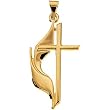 18K Yellow Gold Methodist Cross Pendant - 30.00x17.50mm