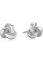Sterling Silver Diamond Knot Stuf Earrings (1/10 cttw)