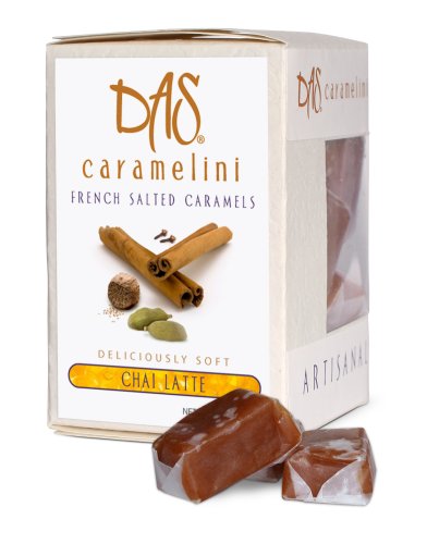 All Natural Fleur de Sel Caramels- Chai Latte, 4 Oz Box by Das Foods LLC