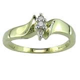10K 3 Stone Diamond RIng In Yellow Gold