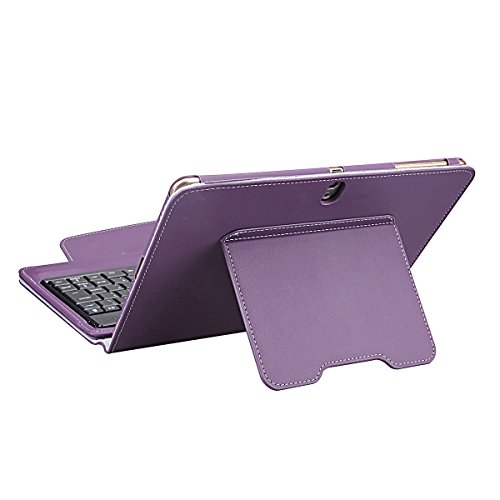 NEWSTYLE Samsung Galaxy Tab S 10.5 Bluetooth Keyboard Portfolio Case - DETACHABLE Bluetooth Keyboard Stand Case / Cover For Samsung Galaxy TabS 10.5 Tablet (Purple)