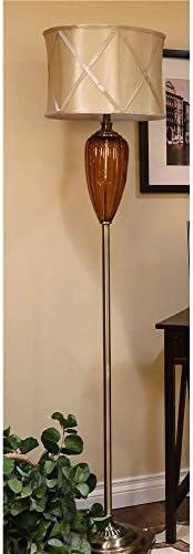 Amber Fluted Glass Vase Floor Lamp