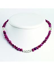 Sterling Silver Magenta Freshwater Cultured Pearl Necklace