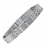 Titanium Bracelet Satin High Polish with Silver Inlay 8.5.