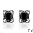 FPJ Stunning Earrings With Precious Stones - Genuine Diamonds and Onyxes in 14K White Gold. Total item weight 6.7g Length 16mm